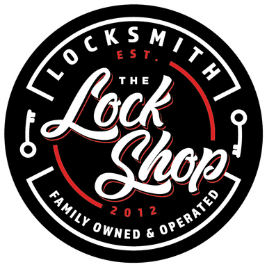 The LOCK Shop circular logo — Locksmith, family owned and operated, est. 2012