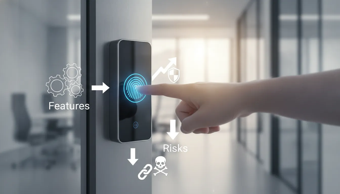 Fingerprint door lock being accessed for home or office security.